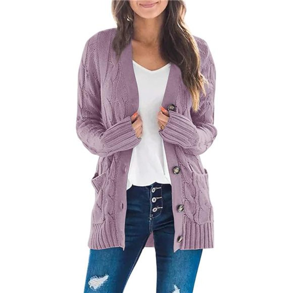 Women's Button Down Open Front Cardigan Sweater Taro